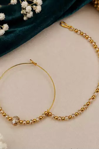 Gold-plated crystal beaded nath     full lct