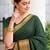 Women's purple & golden zari woven kanjivaram style silk blend saree with blouse piece