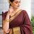 Women's brown & golden zari woven kanjivaram style silk blend saree with blouse piece