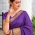 Women's violet & golden zari woven kanjivaram style silk blend saree with blouse piece