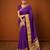 Women's violet & golden zari woven kanjivaram style silk blend saree with blouse piece