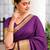 Women's wine & golden zari woven kanjivaram style silk blend saree with blouse piece