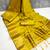 Women's yellow & golden zari woven kanjivaram style silk blend saree with blouse piece