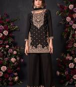 Black Premium Chinon  With Beads Work Salwar Suit Stitched