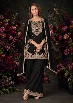 Black Premium Chinon  With Beads Work Salwar Suit Stitched 2