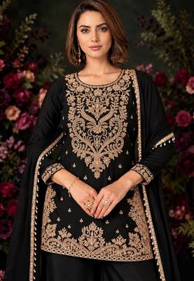Black Premium Chinon  With Beads Work Salwar Suit Stitched 3