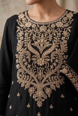 Black Premium Chinon  With Beads Work Salwar Suit Stitched 4