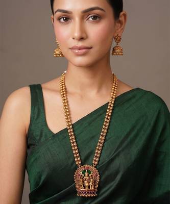 Antique gold plated temple necklace set 1