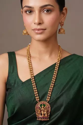 Antique gold plated temple necklace set