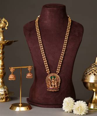 Antique gold plated temple necklace set 2