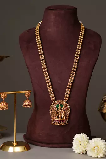 Antique gold plated temple necklace set