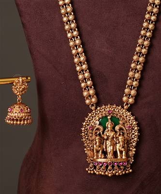 Antique gold plated temple necklace set 3