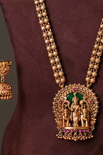 Antique gold plated temple necklace set