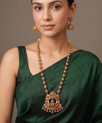 Gold plated multicolor temple necklace set 1