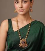 Gold plated multicolor temple necklace set