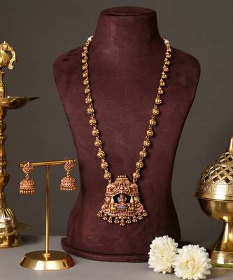 Gold plated multicolor temple necklace set 2