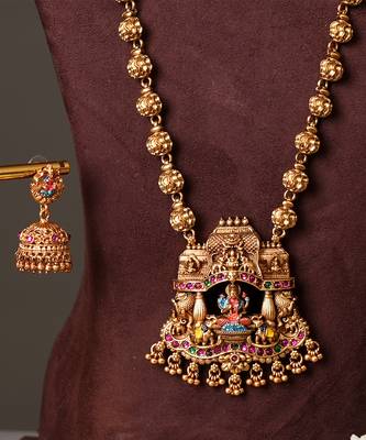 Gold plated multicolor temple necklace set 3
