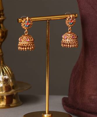 Gold plated multicolor temple necklace set 4
