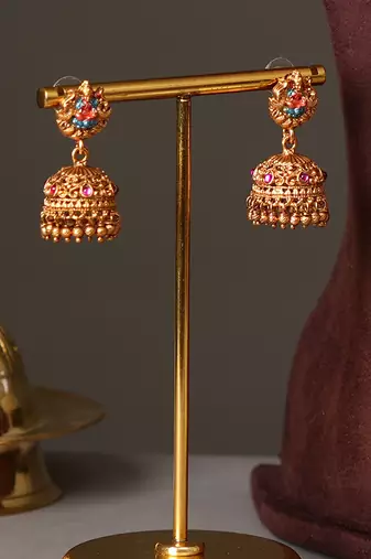 Gold plated multicolor temple necklace set