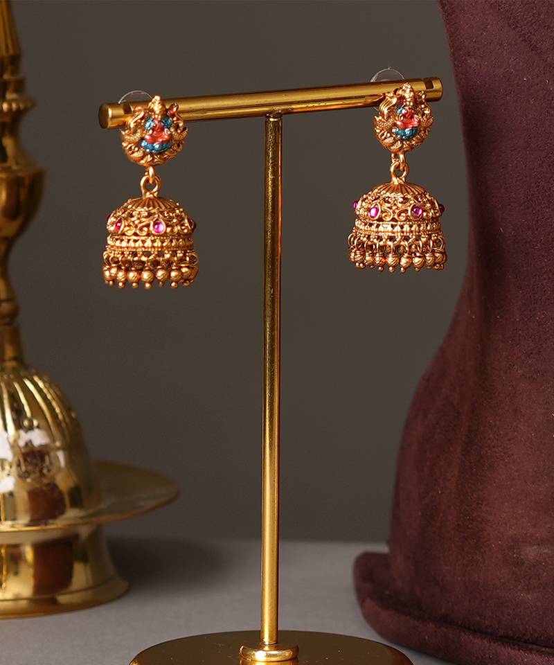 Gold plated multicolor temple necklace set