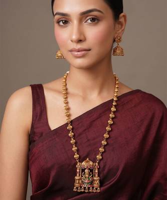 Gold plated green necklace set 1