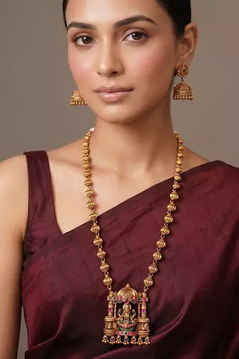 Gold plated green necklace set