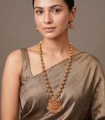 Antique gold plated ruby red temple necklace set