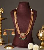 Gold plated ruby red bridal temple necklace set