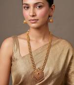 Gold plated ruby red temple necklace set