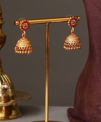 Gold plated ruby red temple necklace set 4