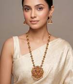 Gold plated ruby red temple necklace set