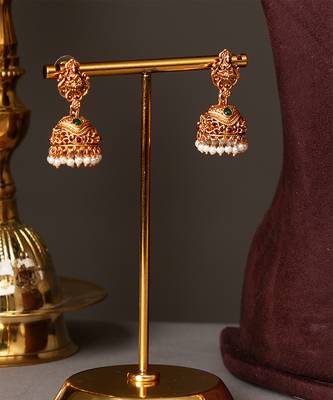 Gold plated ruby red temple necklace set 4