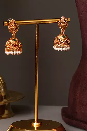 Gold plated ruby red temple necklace set