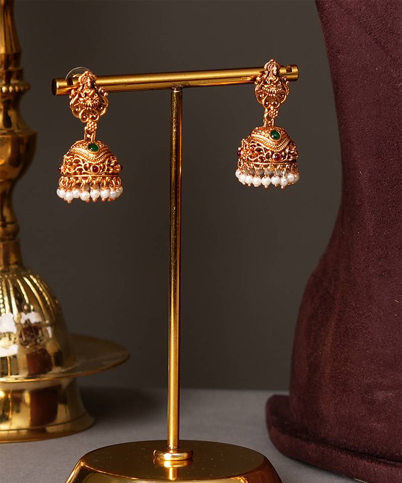 Gold plated ruby red temple necklace set