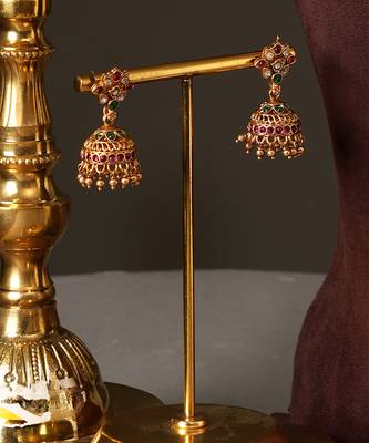 Antique gold plated multicolor temple necklace set 4