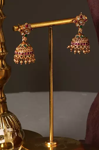 Antique gold plated multicolor temple necklace set