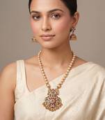 Antique gold plated multicolor temple necklace set
