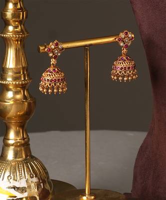Antique gold plated multicolor temple necklace set 5