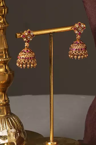 Antique gold plated multicolor temple necklace set