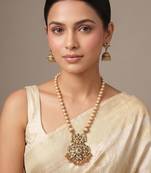 Antique gold plated green temple necklace set