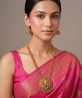 Gold plated temple necklace set 1