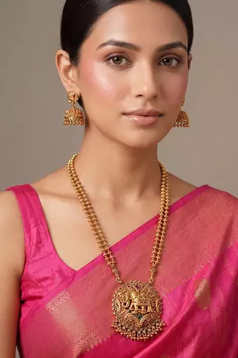 Gold plated temple necklace set