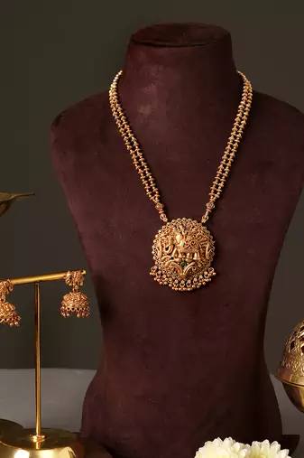Gold plated temple necklace set