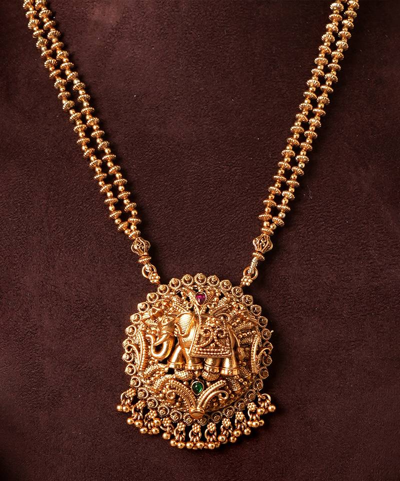 Gold plated temple necklace set