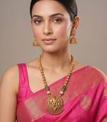 Gold plated green heritage temple necklace set