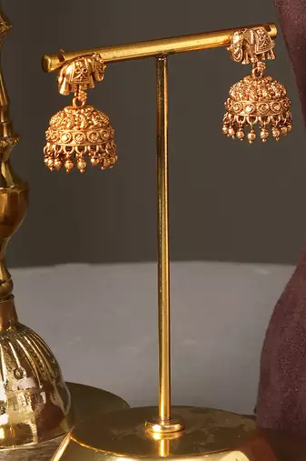 Gold plated green heritage temple necklace set