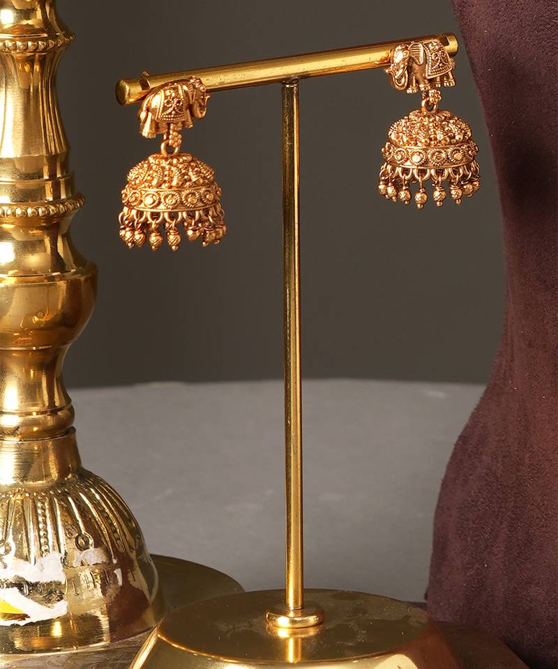 Gold plated green heritage temple necklace set