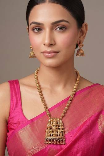 Gold plated temple necklace set