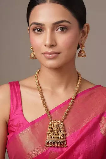Gold plated temple necklace set