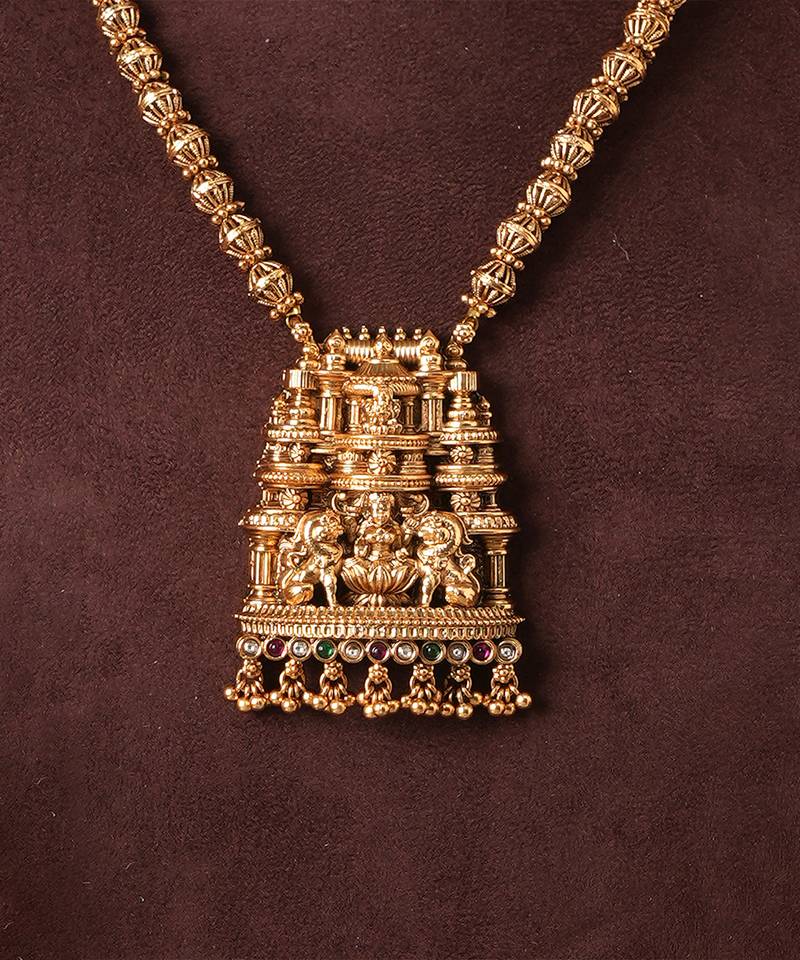 Gold plated temple necklace set